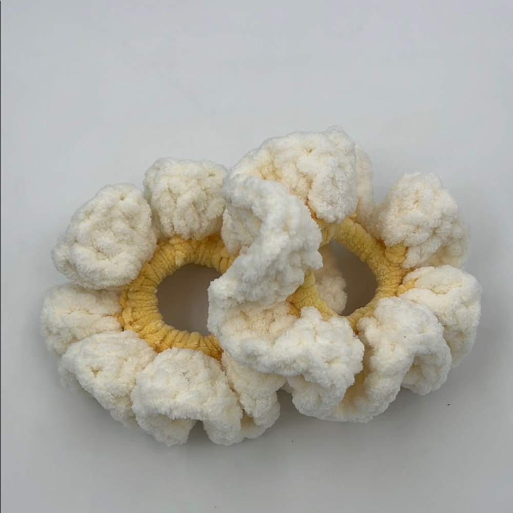 2 Daisy White and Yellow Hair Scrunchie Handmade - Picture 2 of 3